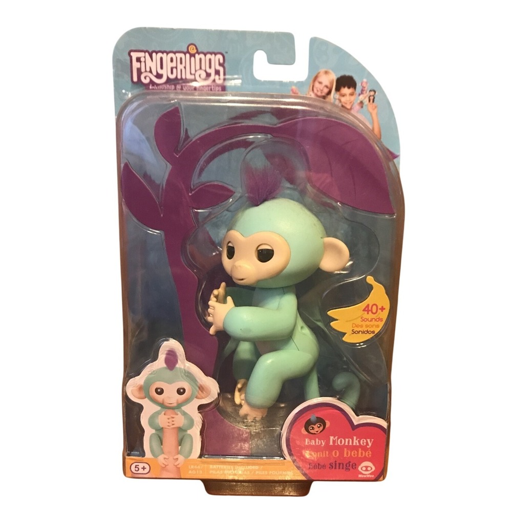 WowWee‎ Fingerlings Zoe Baby Monkey Interactive Toy Blue Purple 3706